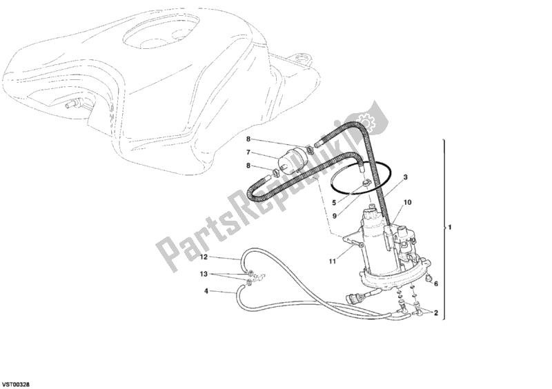 Toutes les pièces pour le Pompe à Essence du Ducati Superbike 999 USA 2005